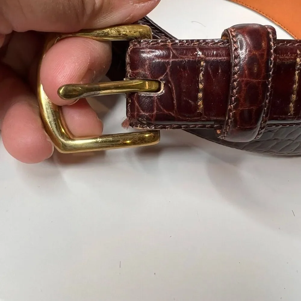 Polo Ralph Lauren leather gold buckle croc textured